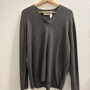 Classic V-Neck Sweater in Charcoal Gray